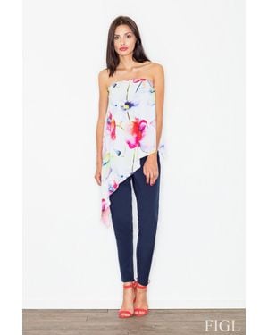 Love Lace Airy Overalls Jumpsuit With Exposed Shoulders - Blue