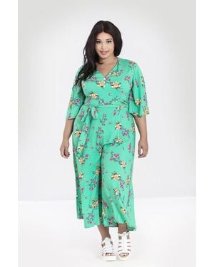 Hell Bunny Adelina Floral Jumpsuit - Green