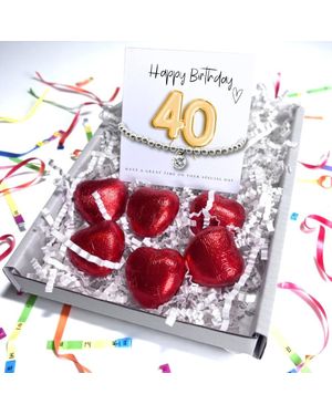 Aye Do Gifts 40Th Birthday Cubic Zirconia Bracelet & Balloon Hamper - Red