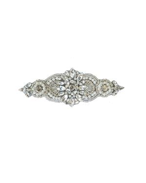 Neel Blue Diamante Applique Rhinestone Motif Sparkling Crystals Studded Sew On Patch - Metallic