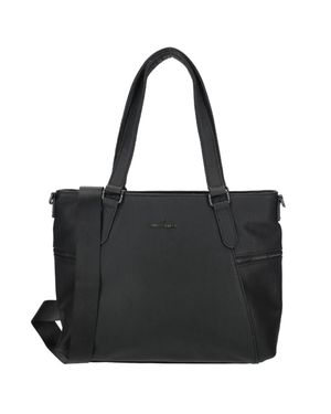 Enrico Benetti Roxy Two Handle Faux Leather Shoulder Bag With Nylon Strap - Black