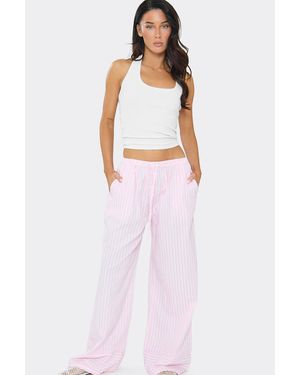 EGO Wide Leg Striped Trousers - Pink