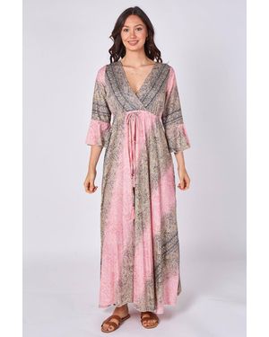 ELAINA FASHION Boho Paisley Maxi Dress - Pink
