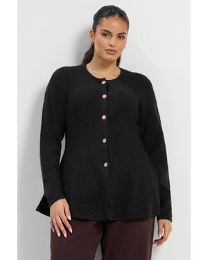 Yours Peplum Knitted Cardigan - Black
