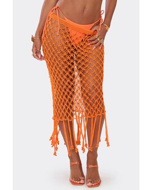 EGO Beaded Crochet Maxi Skirt - Orange