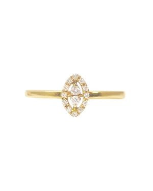 Raina Jewels 18Ct Natural Round Diamond Fancy Oval Ring 0.10Ct - Metallic