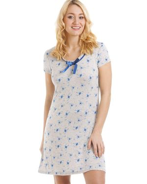 CAMILLE Short Length Floral Print Nightdress - Blue