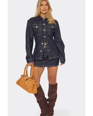 EGO Button Denim Mini Skirt - Blue