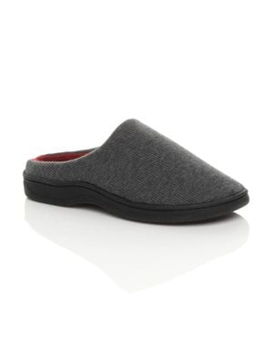 AJVANI Flat Heel House Shoes Corduroy Slippers - Black