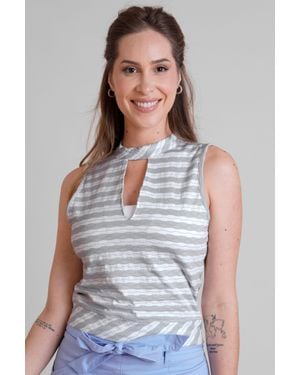 Enorsia High Neck V-Cut Crop Top - White
