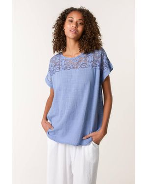 Blue Vanilla Short Sleeve Round Neck Top - Blue