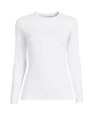 Lands' End Cotton Modal Long Sleeve Crew Neck Top - White