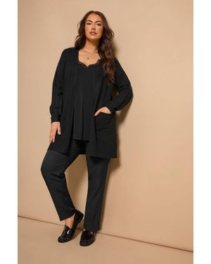 Evans Premium Pocket Front Cardigan - Black