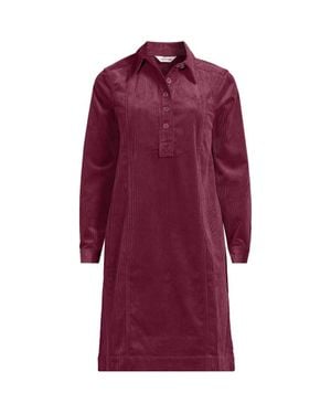 Lands' End Flared A-Line Corduroy Shirt Dress