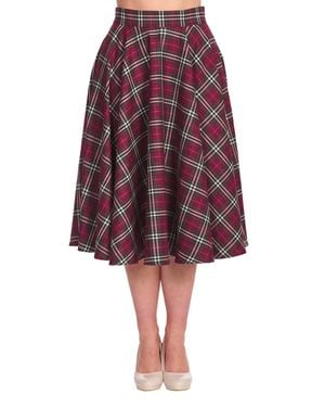 Banned Retro Winter Check Swing Skirt - Red