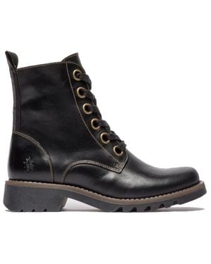 TruClothing Lace Up Rug Leather Ankle Boots - Black