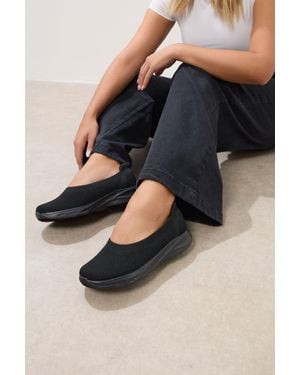 Yours Slip On Knit Trainers - Black