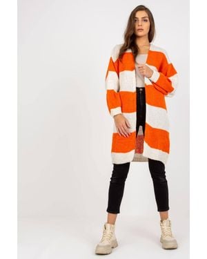 Love Lace Ochre Striped Long Sleeve Loose Cardigan - Orange