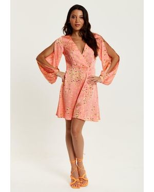 Liquorish Abstract Animal Print Mini Dress - Red