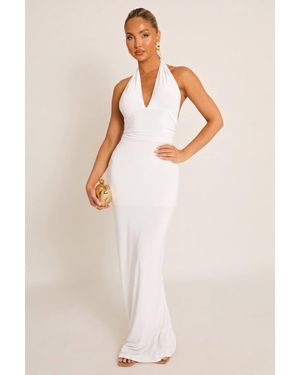 Rebellious Fashion Halterneck Tie Back Maxi Dress - Natural