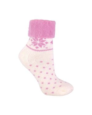 Sock Snob 1 Pack Soft Warm Wool Bed Socks With Fairisle Design - Pink