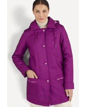 DAMART 1 Pack Padded Coat Tartan Trim Regular Fit 79Cm - Purple