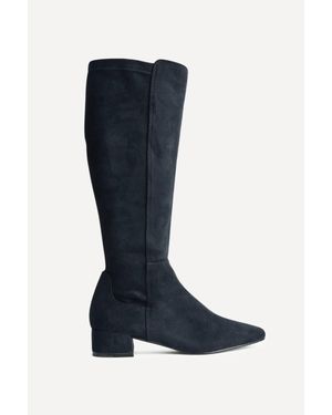 Linzi Revolve Faux Suede Block Heel Long Boots - Blue