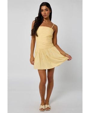 Urban Bliss Pleat Strappy Mini Dress - Natural