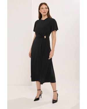 Star by Julien MacDonald Gathered Side Detail Fit & Flare Dress - Black