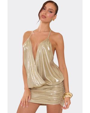 EGO Blouson Style Strappy Mini Dress - Natural