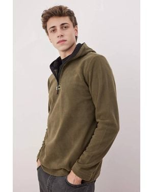 WOVCOR Hooded Half Zip Sweatshirt - Brown