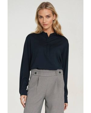 KDMD Modern Viscose Oversized Polo Blouse - Blue