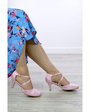 AJVANI High Heel Buckle Crossed Strappy Court Shoes - Blue