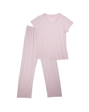 Keanu Viscose Ribbed Loungewear Set Pack Of 2 - Pink