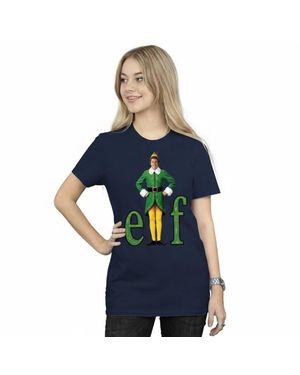 Elf Buddy Logo Cotton Boyfriend T-Shirt - Blue