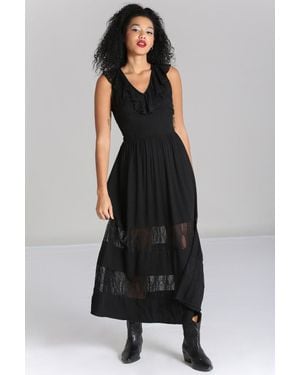 Hell Bunny Mortem V Neckline Maxi Dress - Black