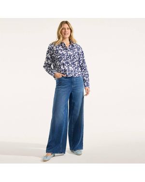 Lands' End Starfish Knit Wide-Leg Jeans - Blue