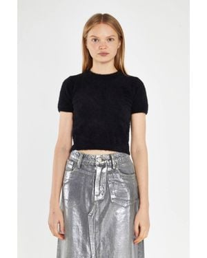 Shnoo Short Sleeve Knitted Top - Black