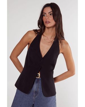 Nasty Gal Essentials Tailored Button Front Vest - Blue