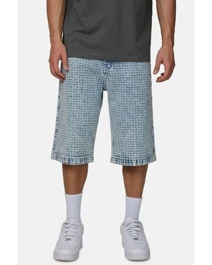 Good For Nothing Baggy Jacquard Washed Denim Shorts - Blue