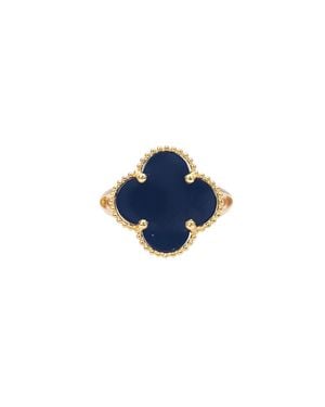 Raina Jewels 22Ct Trendy Onyx Leaf Split Shank Ring - Blue