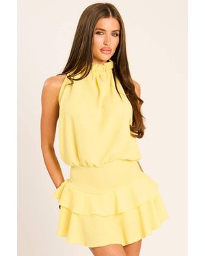Rebellious Fashion Textured Flippy Playsuit - Yellow