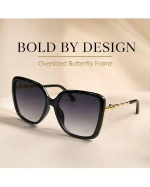 BluCore Oversized Square Sunglasses, Gradient Uv400 Protection Shades - Black