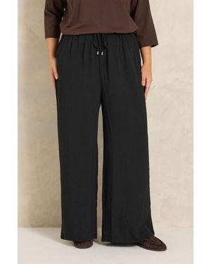 Evans Tie Waist Wide Leg Trousers - Black