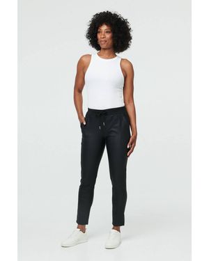 Izabel London Faux Leather Tie Waist Slim Trousers - Black