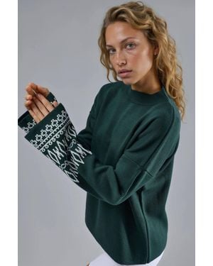 My Fashion Crew Neck Jacquard Knit Jumper - Green