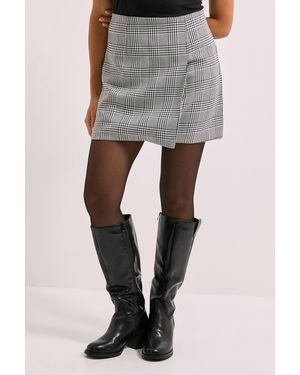 Dorothy Perkins Dogtooth Wrap Mini Skirt - Grey