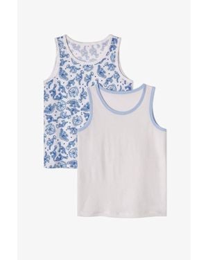 Penti Broken Dino Bones Cotton Tank Top - Blue