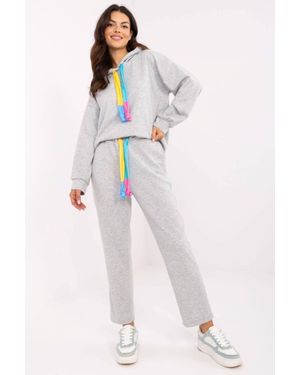 Love Lace Casual Hooded Sweat Suit Set - Grey