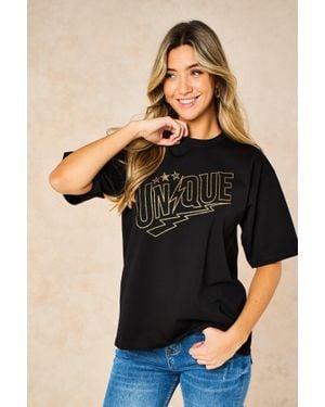 SARTA Unique Cotton Slogan T-Shirt - Black
